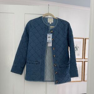 STS sail to sable Quilted Button-Front Jacket in chambray small
